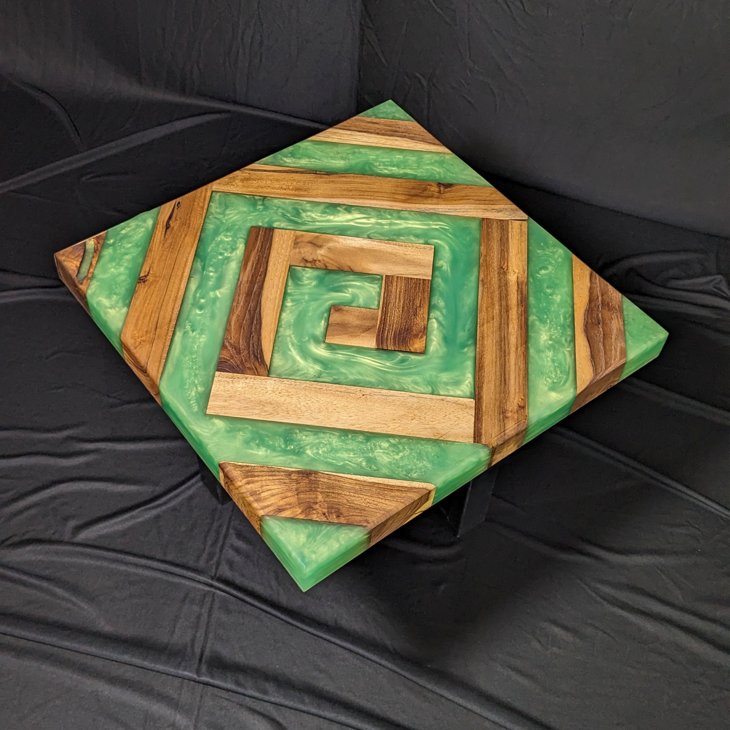 Emerald Allure - Spiral Resin End Table